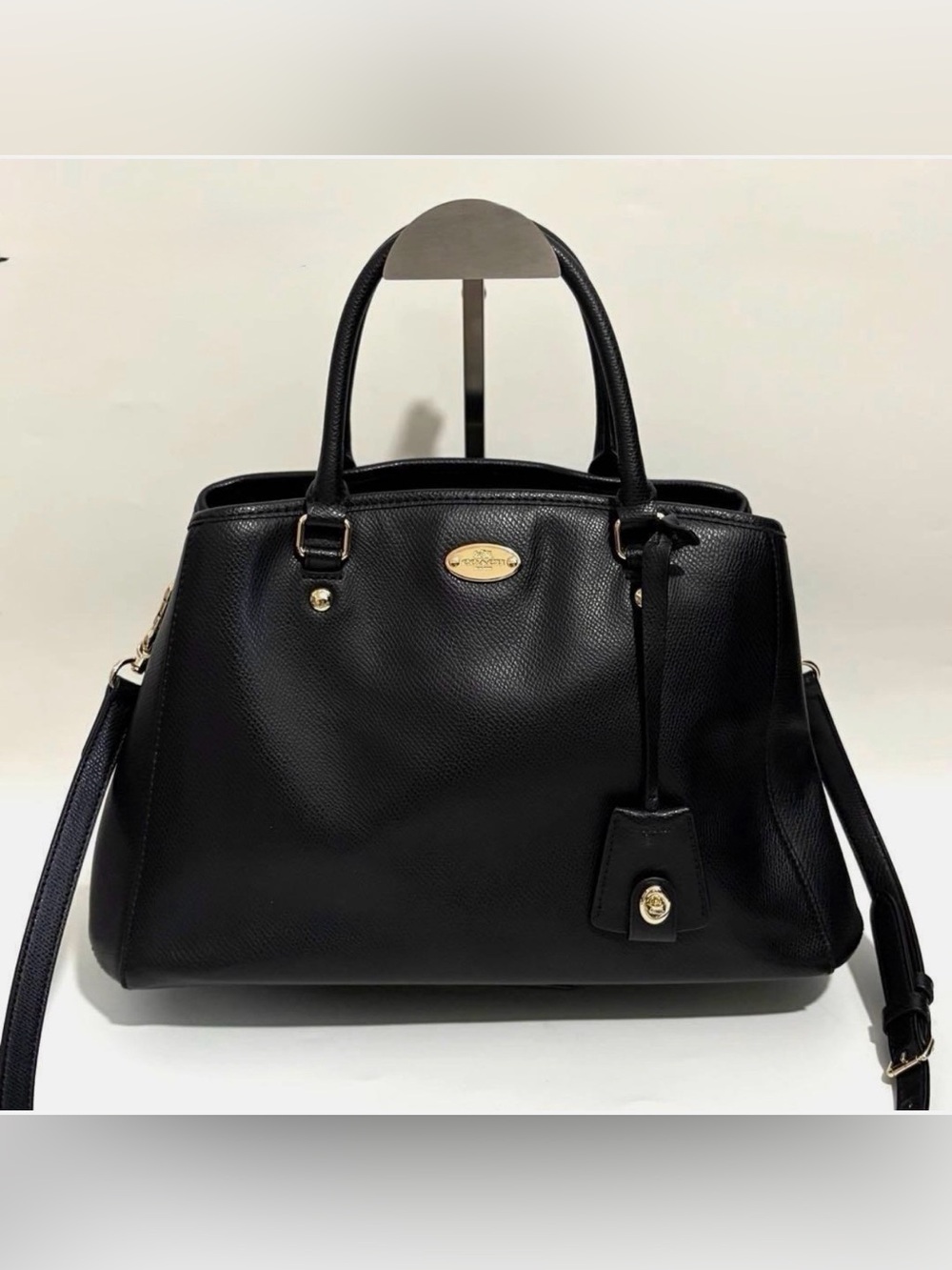 Coach Black Pebbled Leather Satchel with Gold Hardware